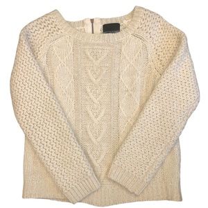 Cynthia Rowley Ivory w Gold Threading  Chunky Cable Knit Sweater